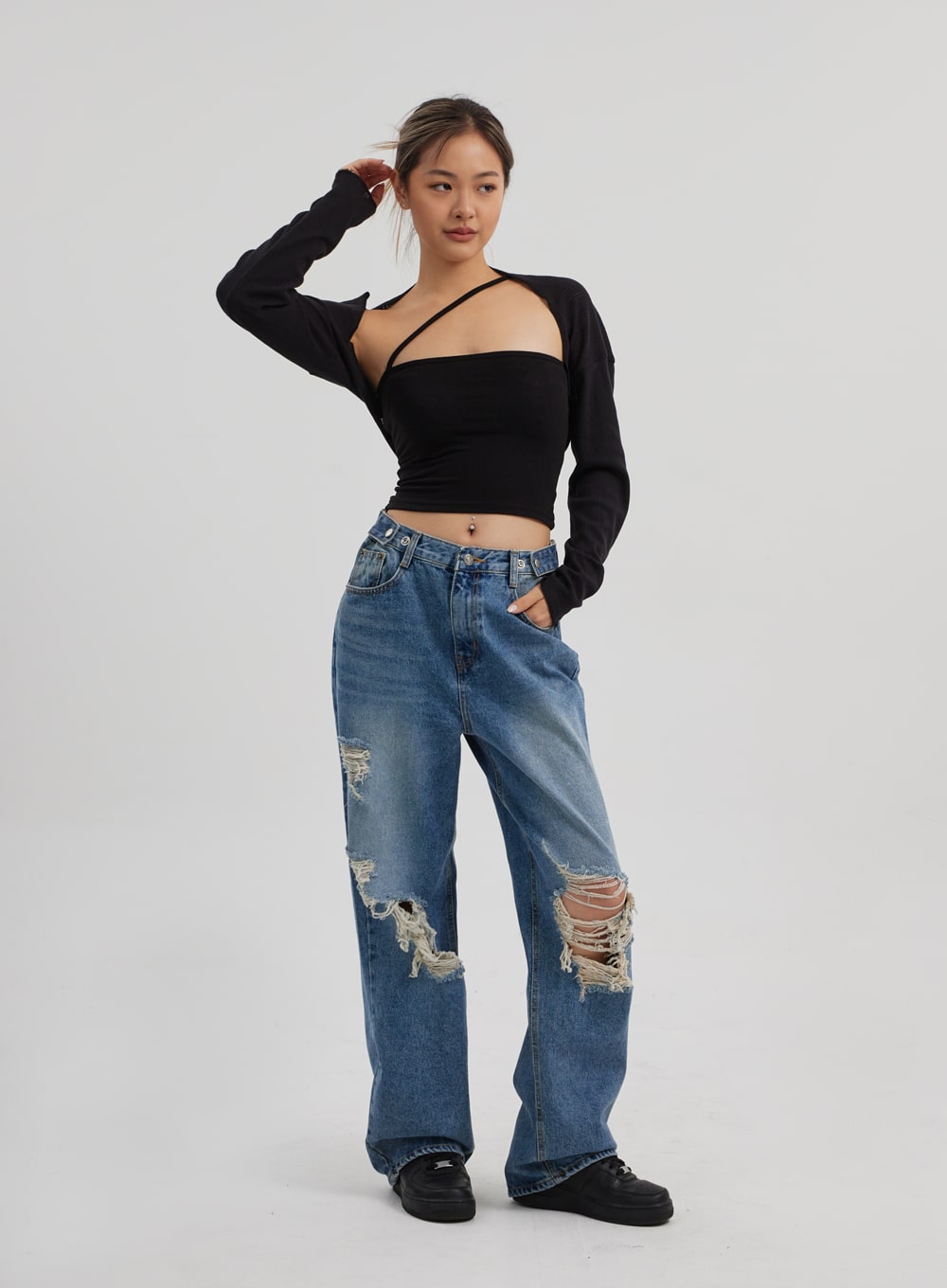 Ripped Wide Leg Jeans CF314