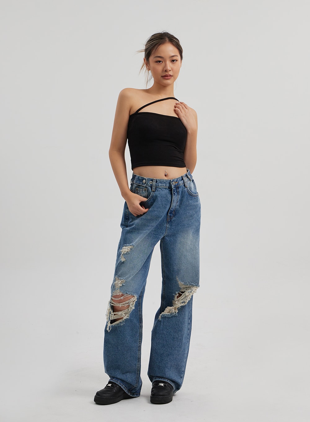 Ripped Wide Leg Jeans CF314